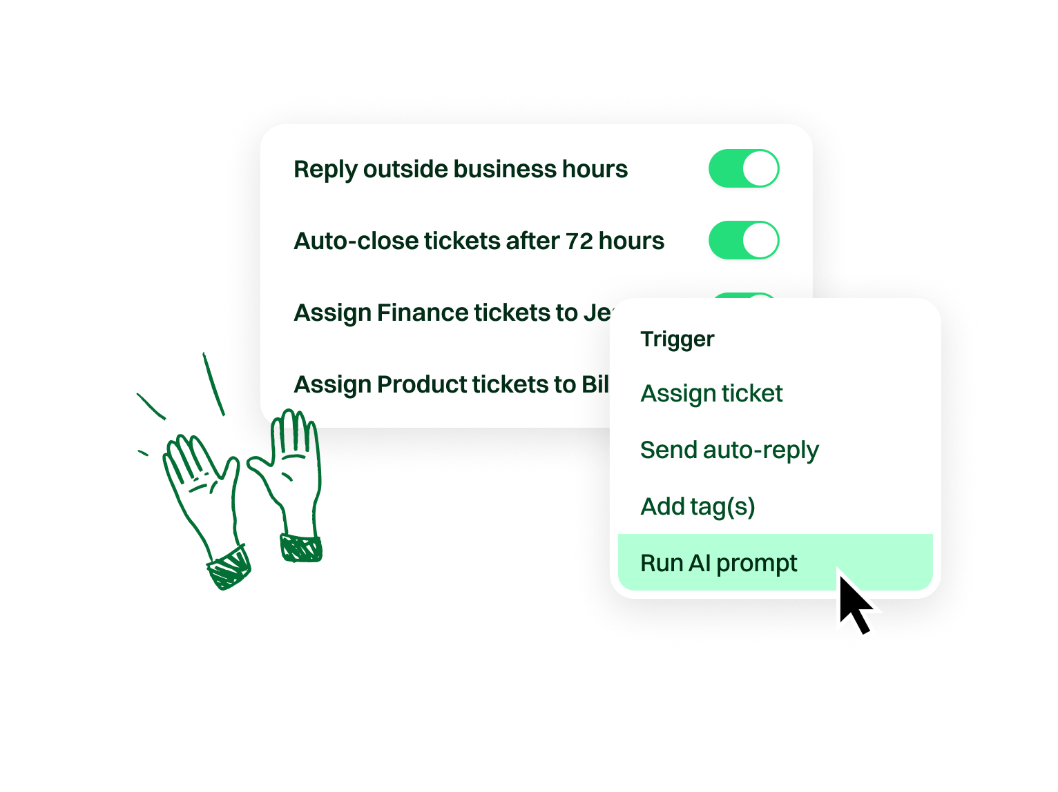 A workflow routing a ticket automatically